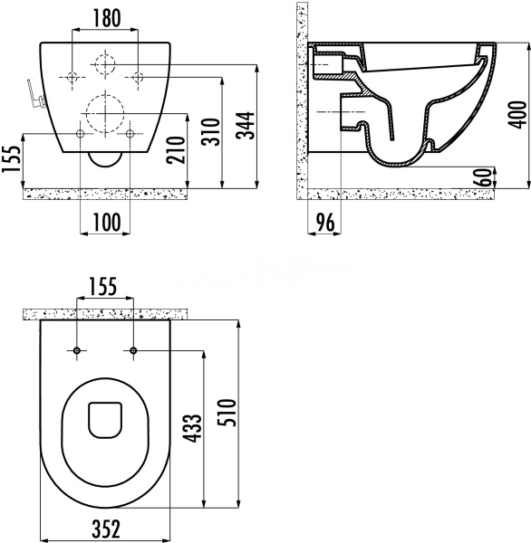 Унитаз + инсталляция CREAVIT    интернет магазин сантехники BATHPOINT
